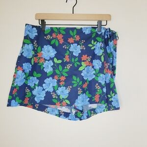 NWT J.Crew Cotton Poplin Side-tie Skort Blue Peony Print Womens Size 14 Tropical